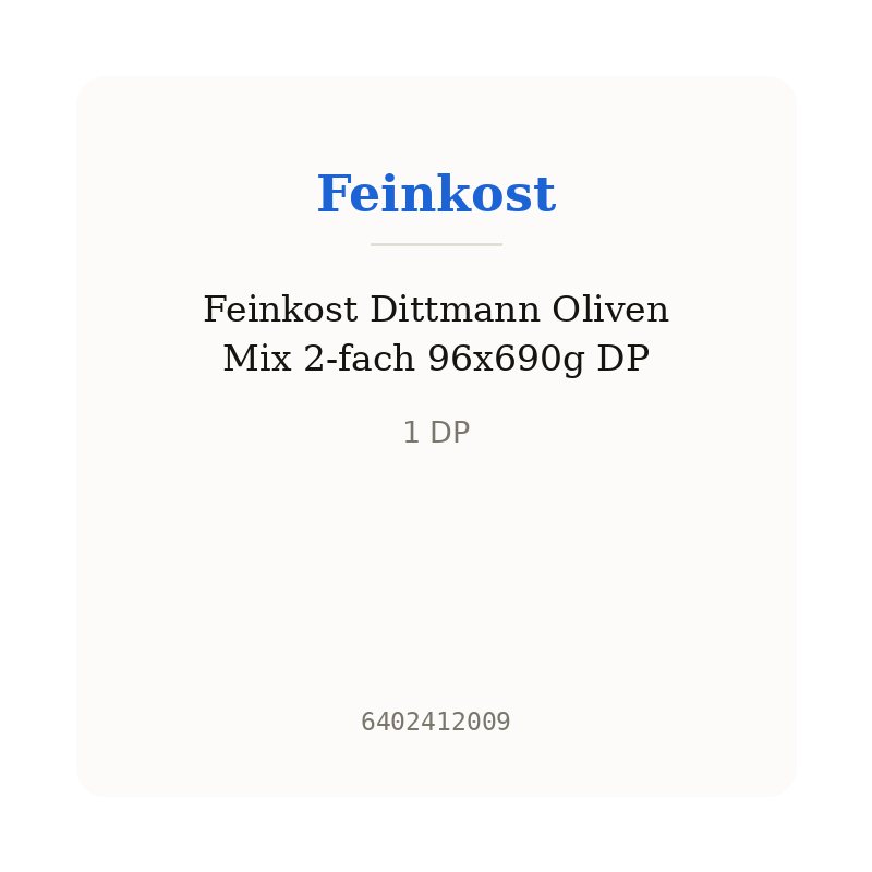 Feinkost Dittmann Oliven Mix 2-fach 96x690g DP
