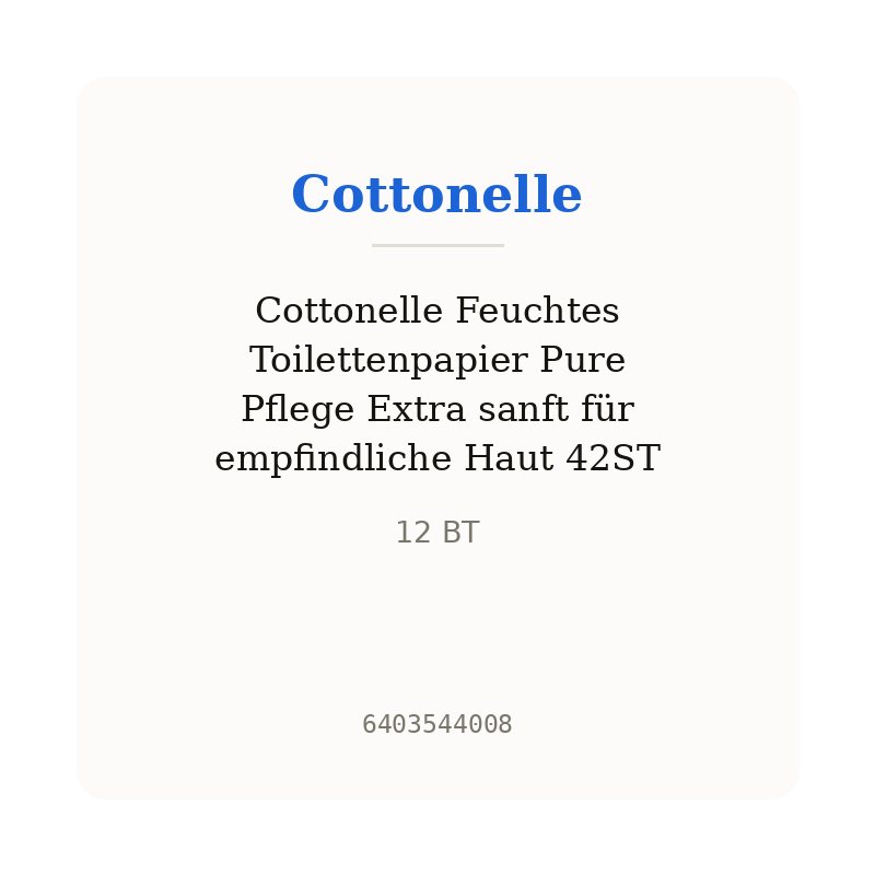 Cottonelle Feuchtes Toilettenpapier Pure Pflege Extra sanft für empfindliche Haut 42ST