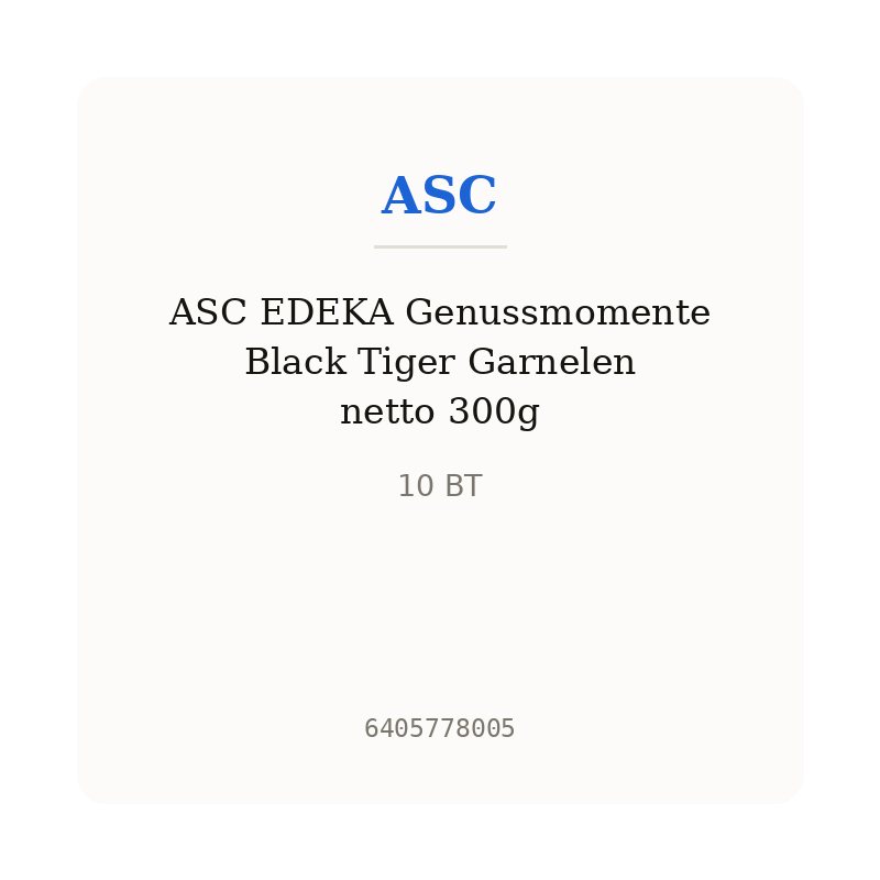 ASC EDEKA Genussmomente Black Tiger Garnelen netto 300g
