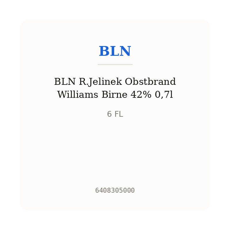BLN R.Jelinek Obstbrand Williams Birne 42% 0,7l