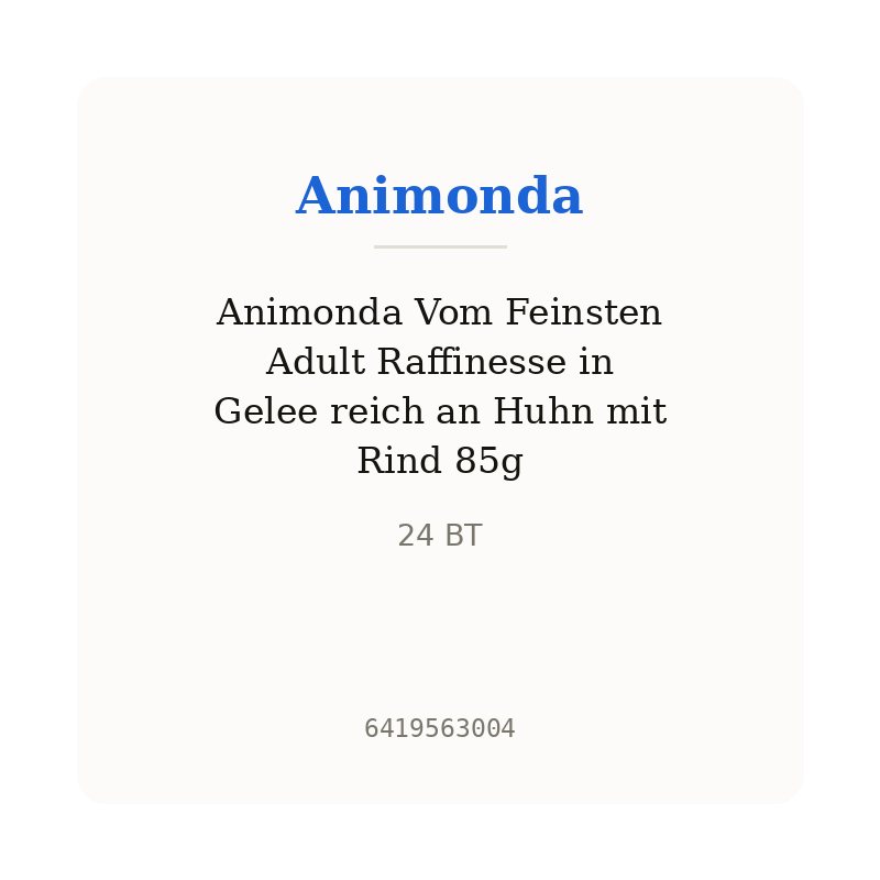 Animonda Vom Feinsten Adult Raffinesse in Gelee reich an Huhn mit Rind 85g