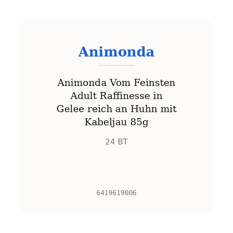 Animonda Vom Feinsten Adult Raffinesse in Gelee reich an Huhn mit Kabeljau 85g