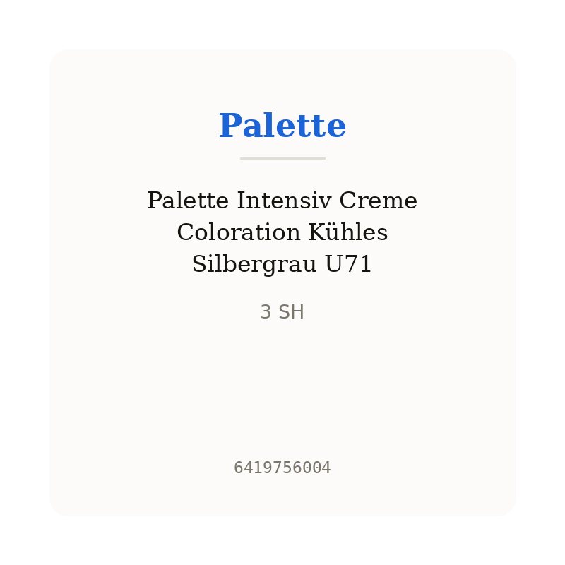 Palette Intensiv Creme Coloration Kühles Silbergrau U71