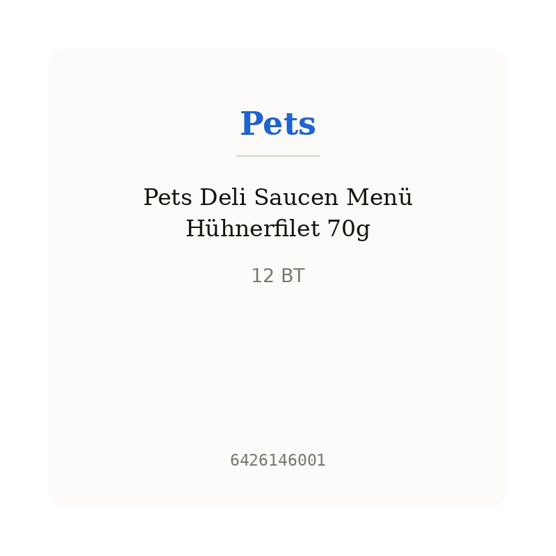 Pets Deli Saucen Menü Hühnerfilet 70g