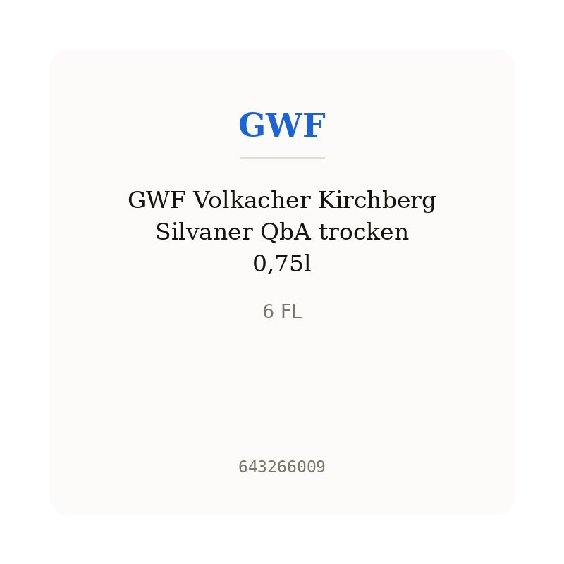 GWF Volkacher Kirchberg Silvaner QbA trocken 0,75l