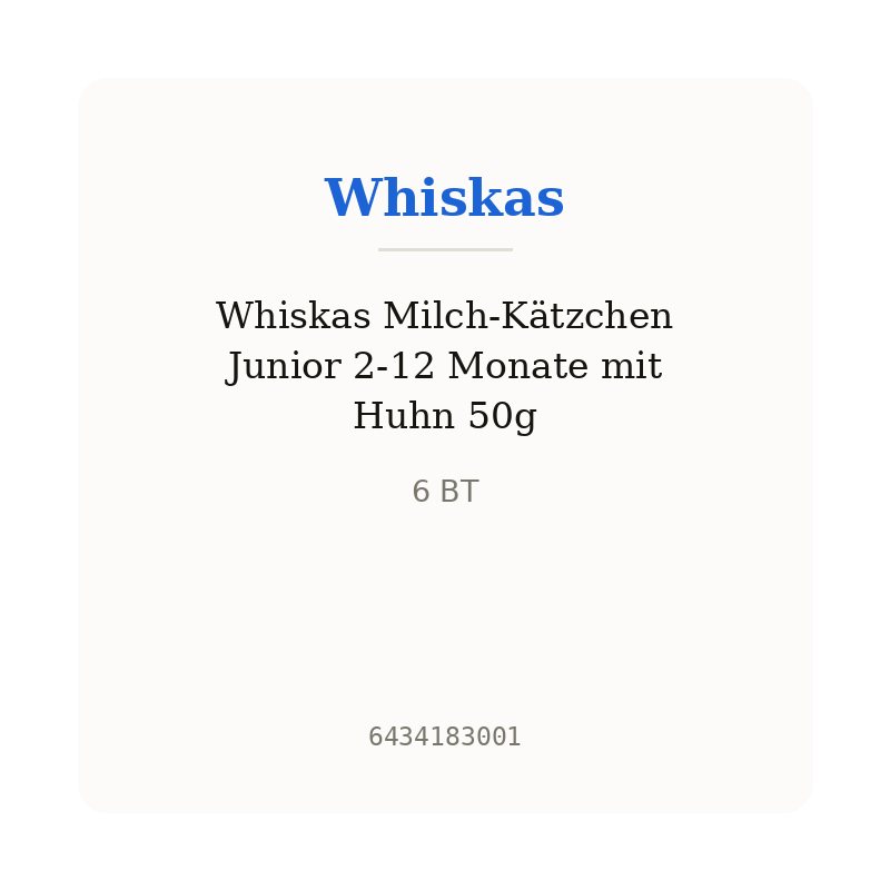 Whiskas Milch-Kätzchen Junior 2-12 Monate mit Huhn 50g