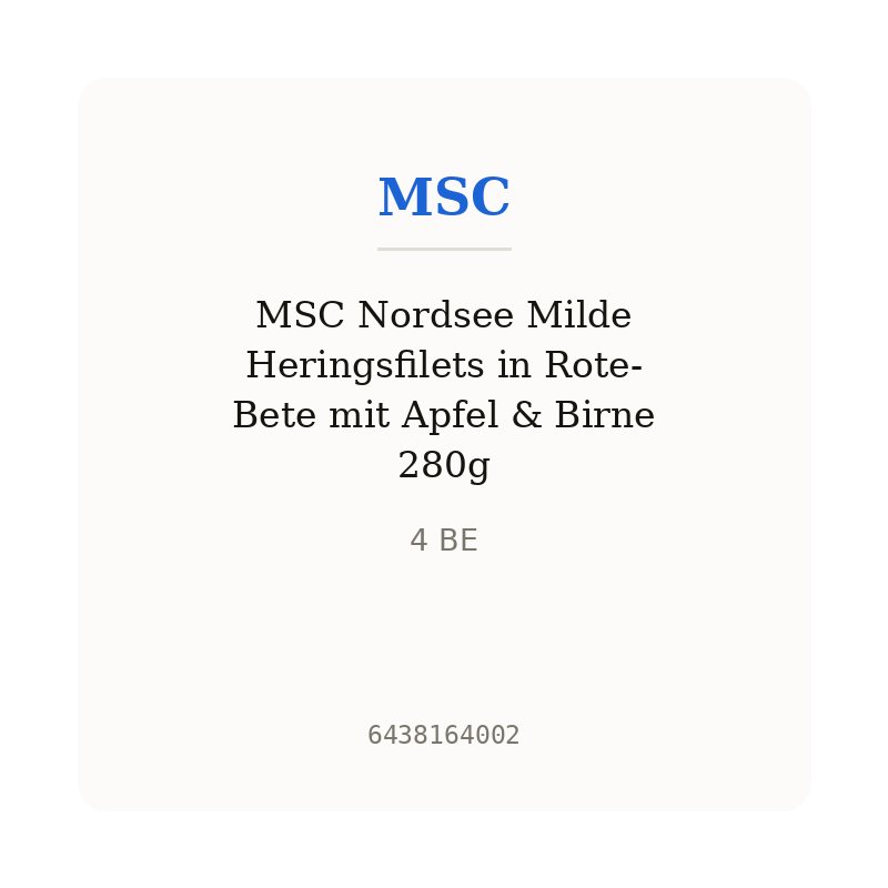 MSC Nordsee Milde Heringsfilets in Rote-Bete mit Apfel & Birne 280g