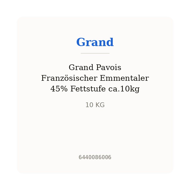 Grand Pavois Französischer Emmentaler 45% Fettstufe ca.10kg