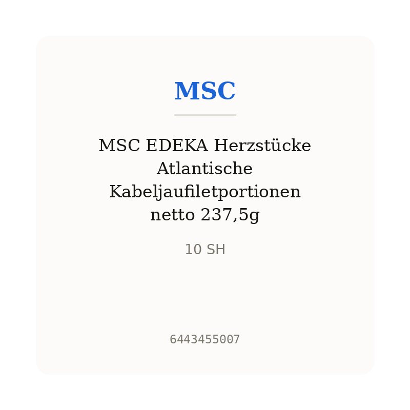 MSC EDEKA Herzstücke Atlantische Kabeljaufiletportionen netto 237,5g