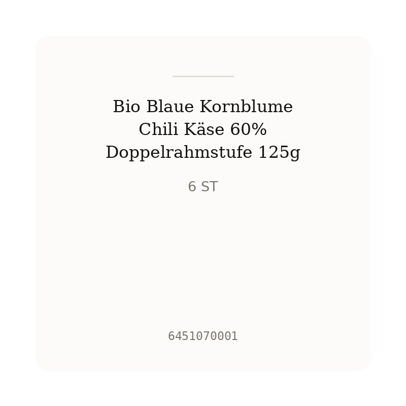 Bio Blaue Kornblume Chili Käse 60% Doppelrahmstufe 125g