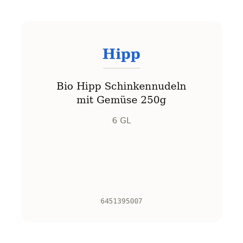 Bio Hipp Schinkennudeln mit Gemüse 250g