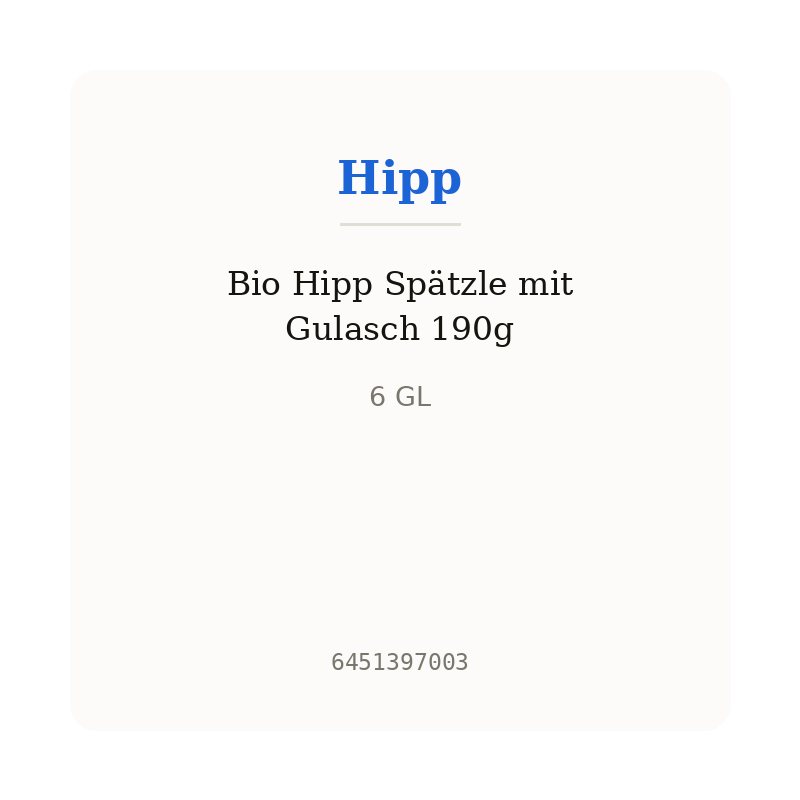 Bio Hipp Spätzle mit Gulasch 190g