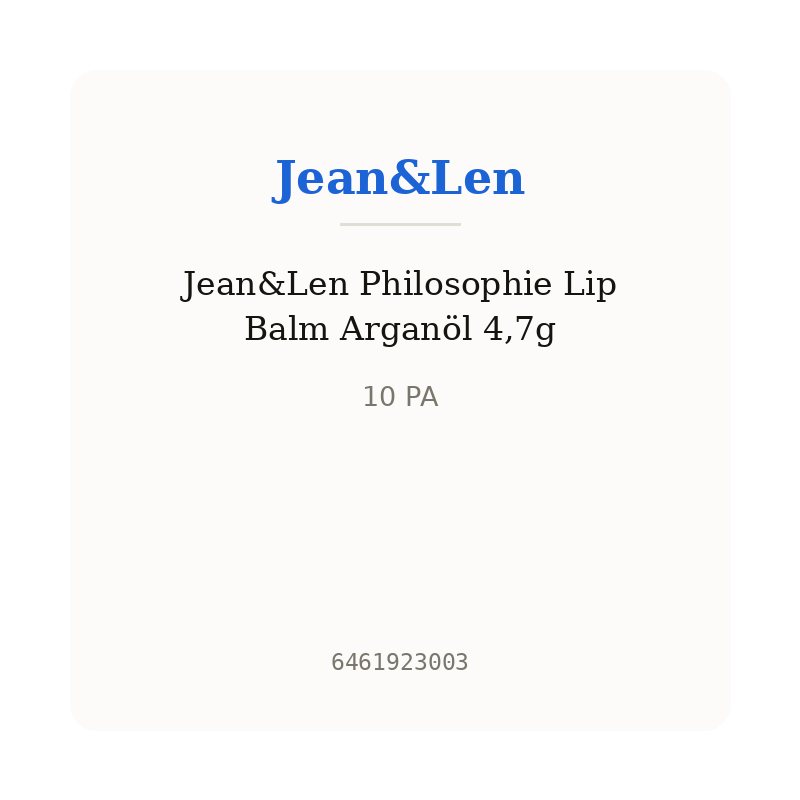 Jean&Len Philosophie Lip Balm Arganöl 4,7g