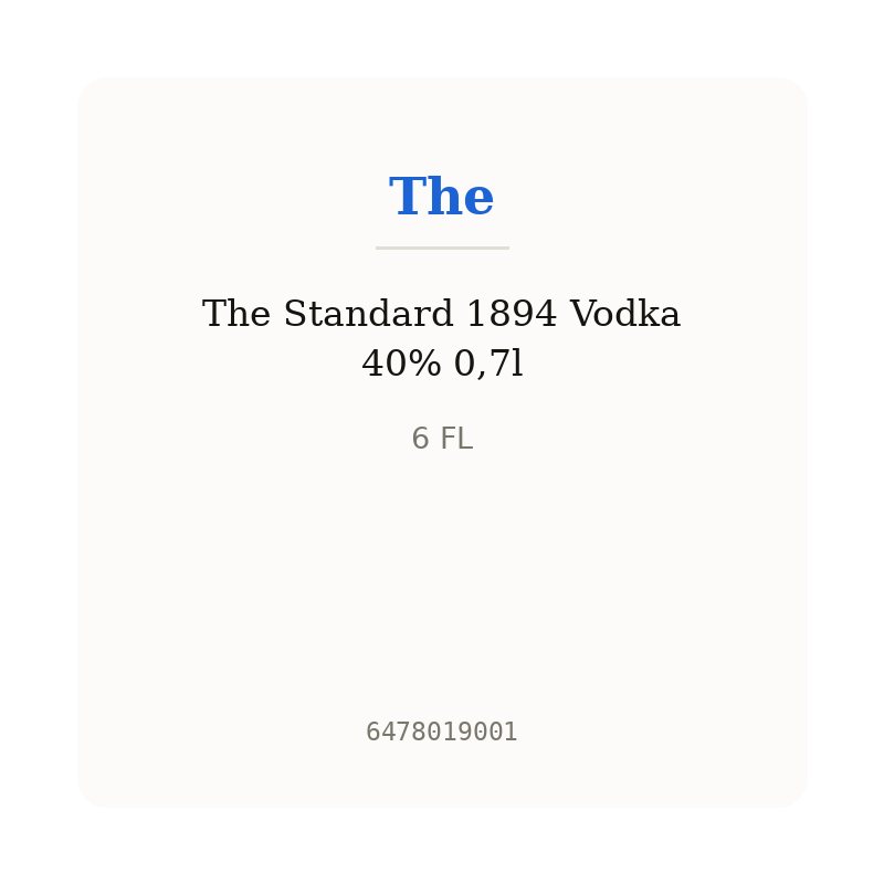 The Standard 1894 Vodka 40% 0,7l