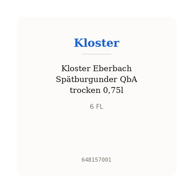 Kloster Eberbach Spätburgunder QbA trocken 0,75l