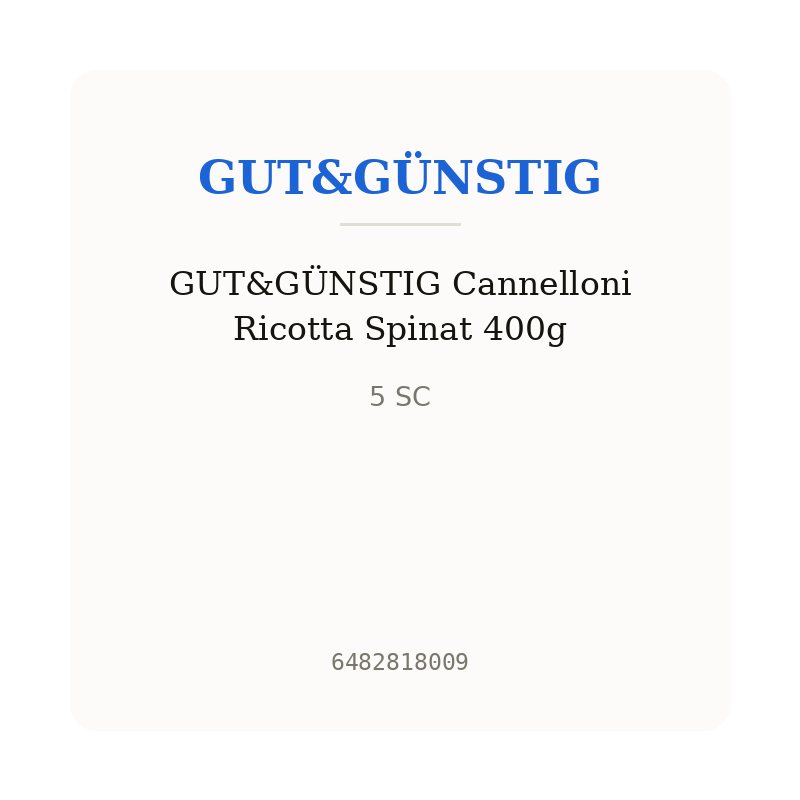 GUT&GÜNSTIG Cannelloni Ricotta Spinat 400g
