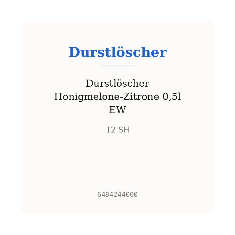 Durstlöscher Honigmelone-Zitrone 0,5l EW