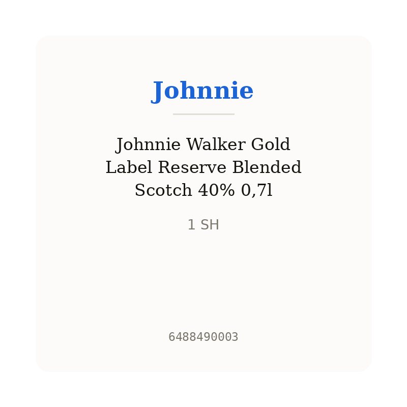 Johnnie Walker Gold Label Reserve Blended Scotch 40% 0,7l