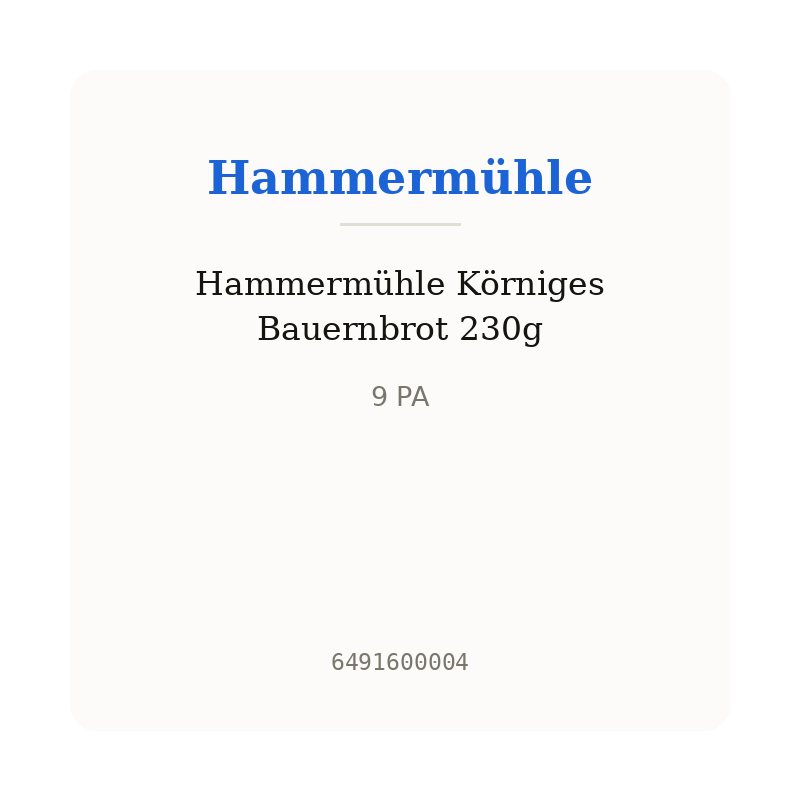 Hammermühle Körniges Bauernbrot 230g