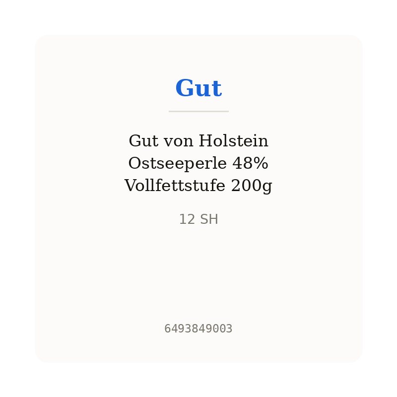 Gut von Holstein Ostseeperle 48% Vollfettstufe 200g