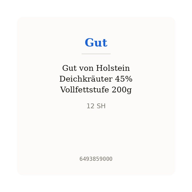 Gut von Holstein Deichkräuter 45% Vollfettstufe 200g