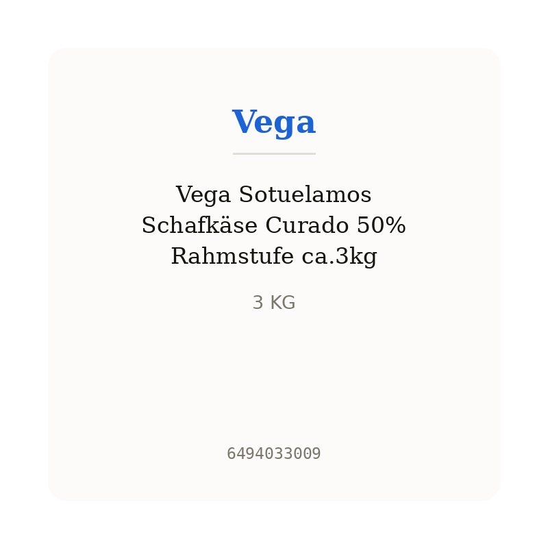 Vega Sotuelamos Schafkäse Curado 50% Rahmstufe ca.3kg
