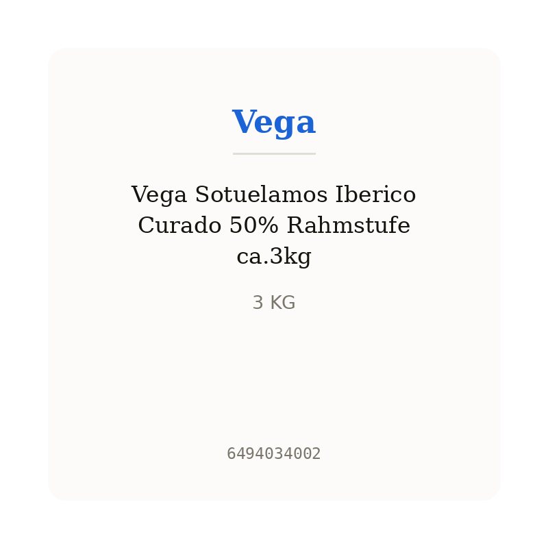 Vega Sotuelamos Iberico Curado 50% Rahmstufe ca.3kg