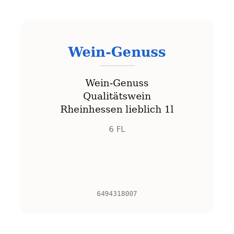 Wein-Genuss Qualitätswein Rheinhessen lieblich 1l