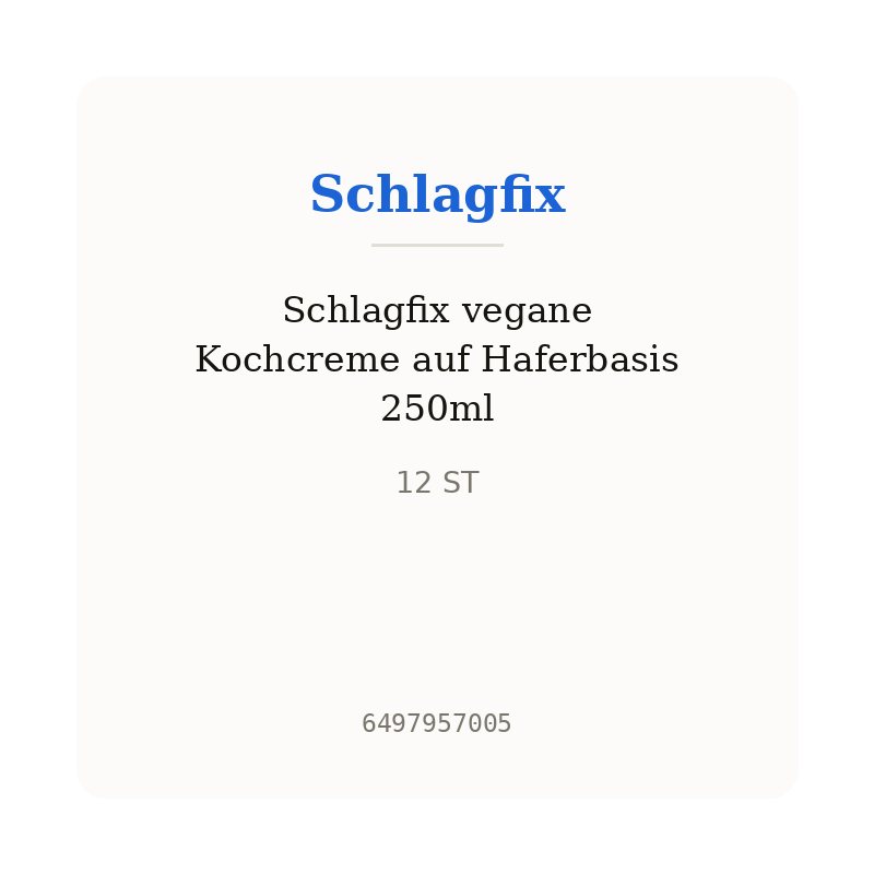 Schlagfix vegane Kochcreme auf Haferbasis 250ml