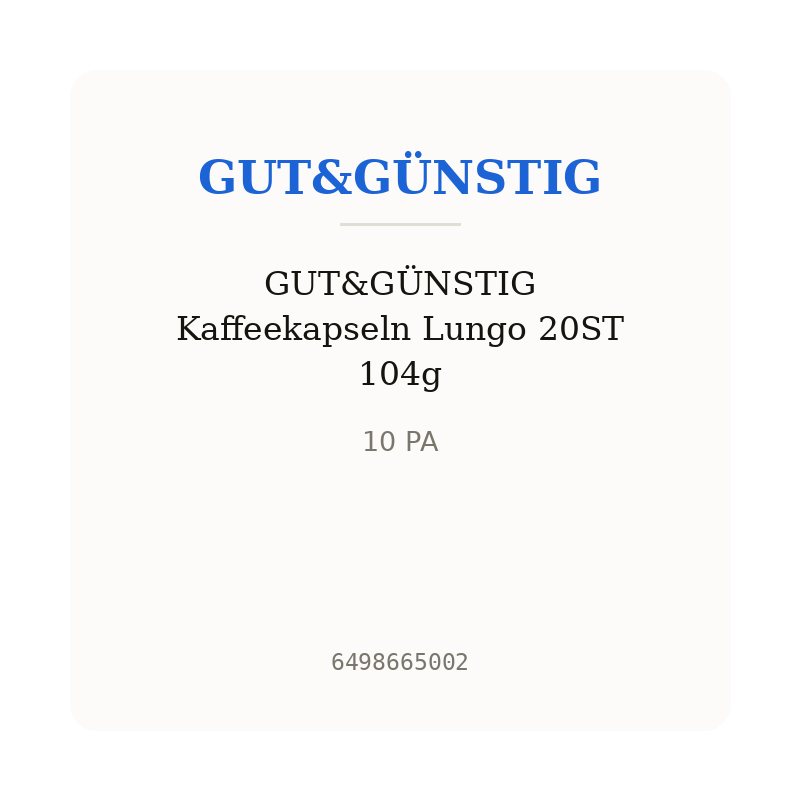 GUT&GÜNSTIG Kaffeekapseln Lungo 20ST 104g