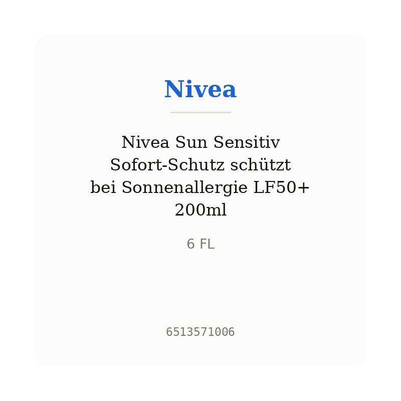 Nivea Sun Sensitiv Sofort-Schutz schützt bei Sonnenallergie LF50+ 200ml