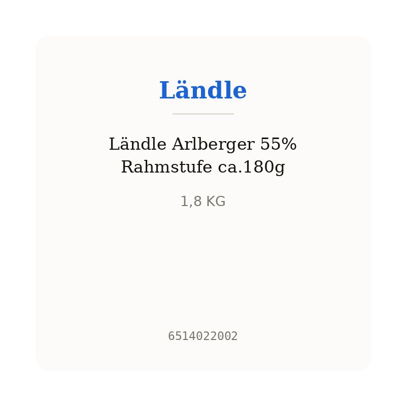 Ländle Arlberger 55% Rahmstufe ca.180g