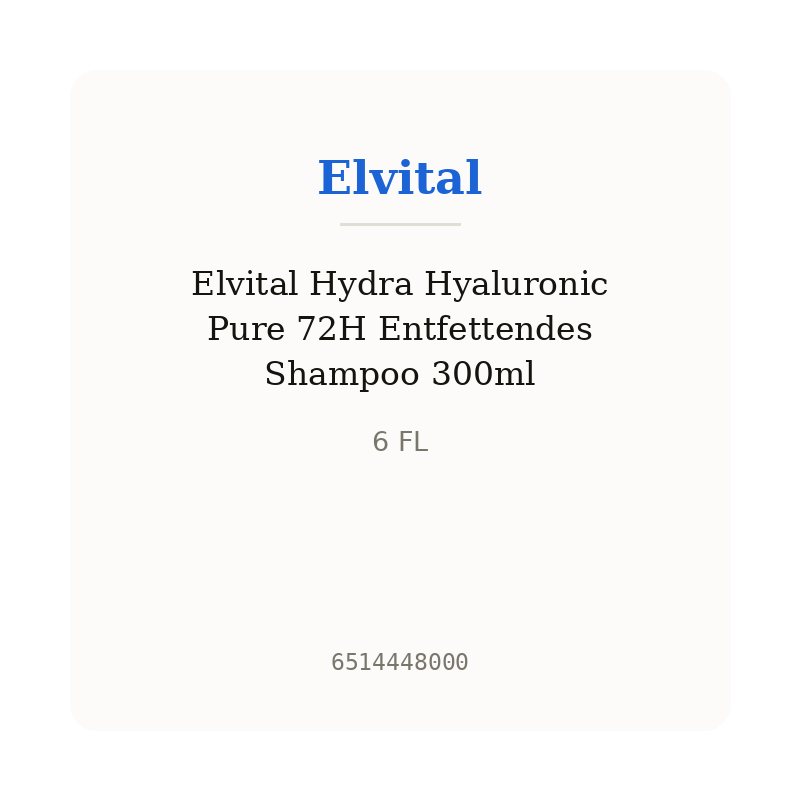 Elvital Hydra Hyaluronic Pure 72H Entfettendes Shampoo 300ml