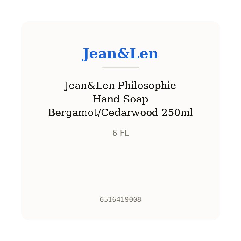 Jean&Len Philosophie Hand Soap Bergamot/Cedarwood 250ml