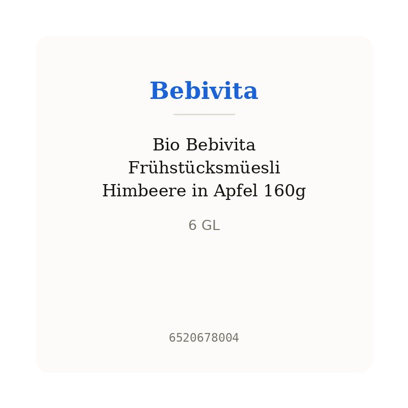 Bio Bebivita Frühstücksmüesli Himbeere in Apfel 160g