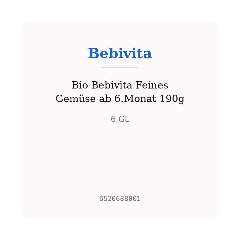 Bio Bebivita Feines Gemüse ab 6.Monat 190g