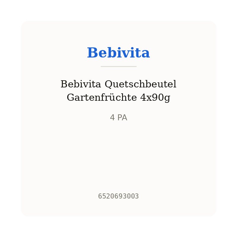 Bebivita Quetschbeutel Gartenfrüchte 4x90g