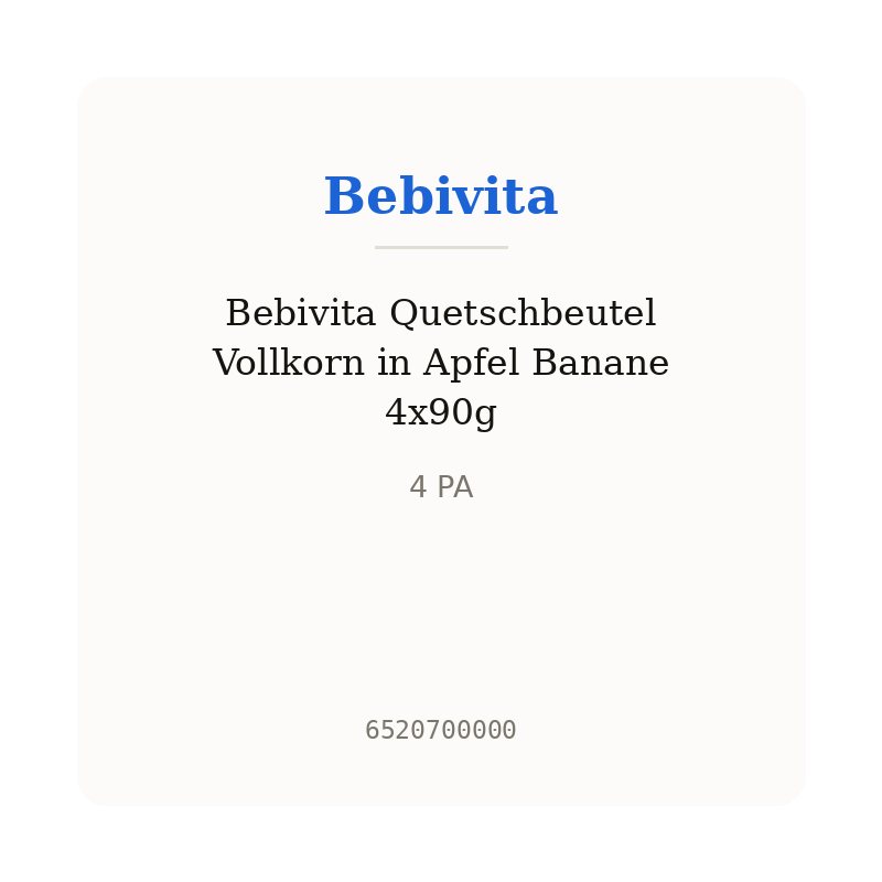 Bebivita Quetschbeutel Vollkorn in Apfel Banane 4x90g