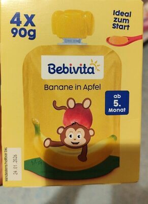 Bebivita Baby Quetschbeutel Banane in Apfel 4x90g