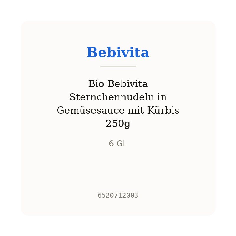 Bio Bebivita Sternchennudeln in Gemüsesauce mit Kürbis 250g