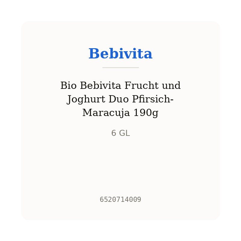 Bio Bebivita Frucht und Joghurt Duo Pfirsich-Maracuja 190g