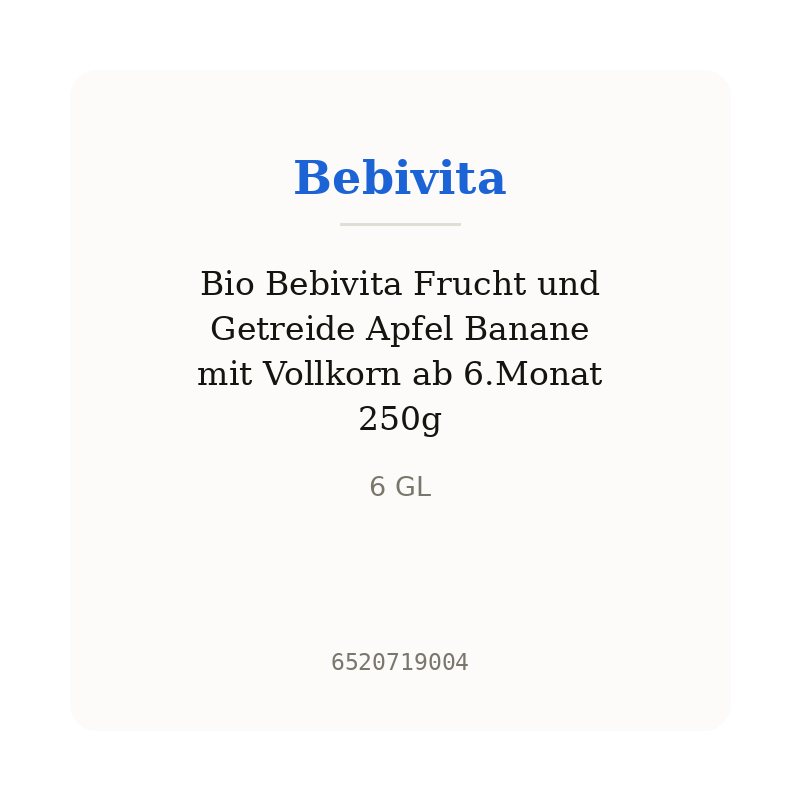 Bio Bebivita Frucht und Getreide Apfel Banane mit Vollkorn ab 6.Monat 250g