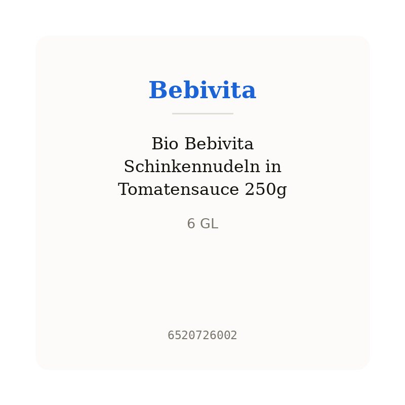 Bio Bebivita Schinkennudeln in Tomatensauce 250g