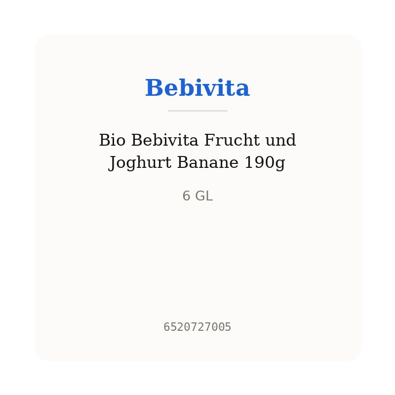 Bio Bebivita Frucht und Joghurt Banane 190g