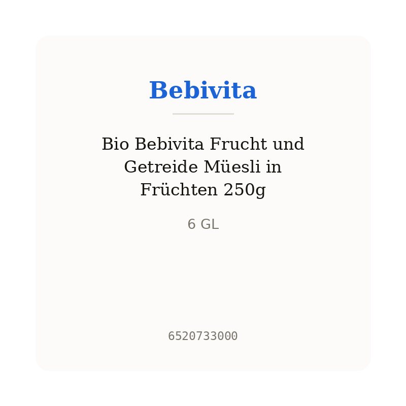 Bio Bebivita Frucht und Getreide Müesli in Früchten 250g