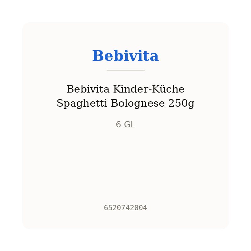 Bebivita Kinder-Küche Spaghetti Bolognese 250g
