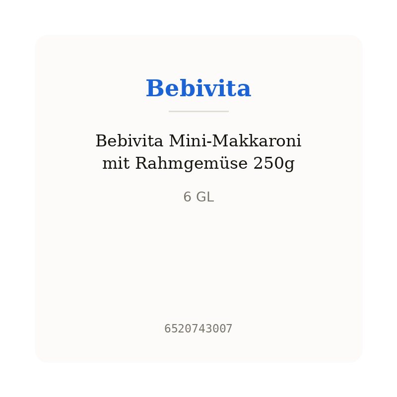Bebivita Mini-Makkaroni mit Rahmgemüse 250g
