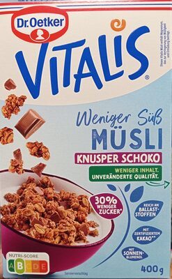 Dr.Oetker Vitalis Weniger süß Knusper Schoko 400g