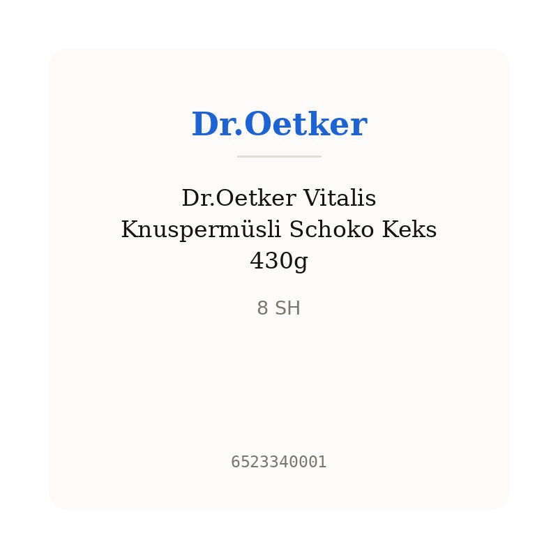 Dr.Oetker Vitalis Knuspermüsli Schoko Keks 430g