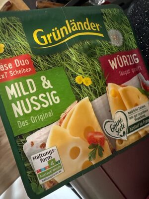 Grünländer Scheiben Käse Duo Mild&Nussig und Würzig 48% 140g